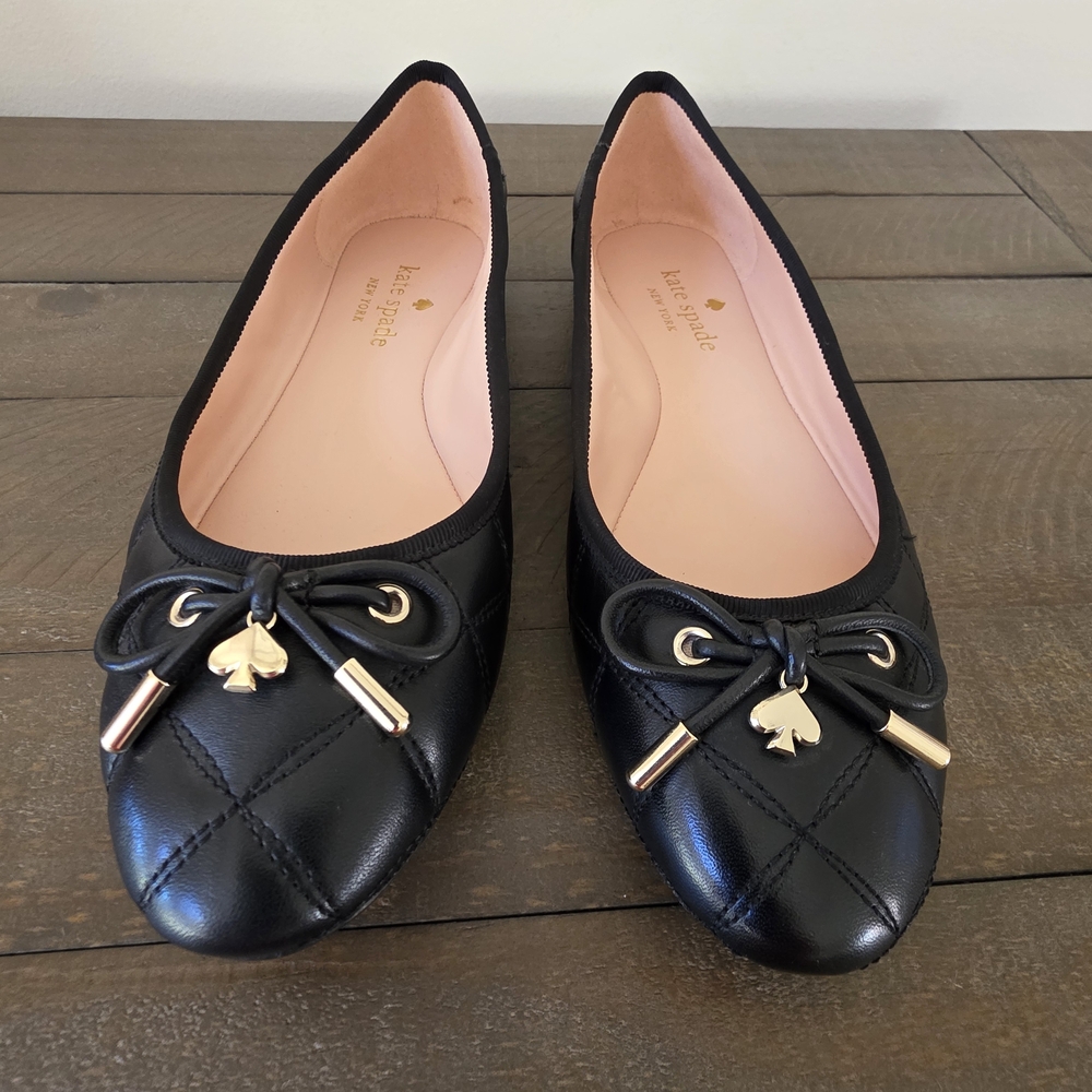 Kate Spade  NY Quilted Black Leather Ballet Flats - SZ 8- Like New - Picture 11 of 11